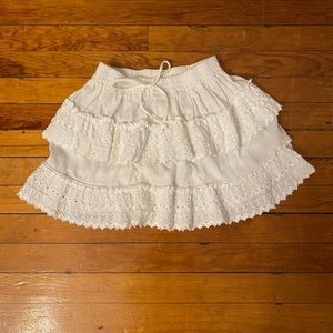 White pleated ruffle preppy mini skirt